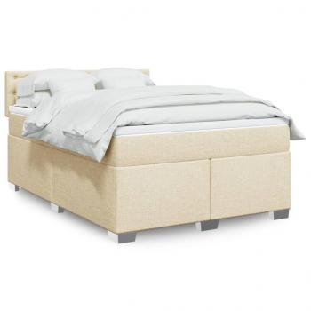 ARDEBO.de - Boxspringbett mit Matratze Creme 140x190 cm Stoff