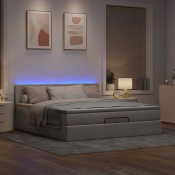 Ottoman-Bett mit Matratze & LEDs Taupe 180x200 cm Stoff