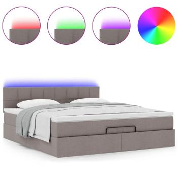 Ottoman-Bett mit Matratze & LEDs Taupe 180x200 cm Stoff