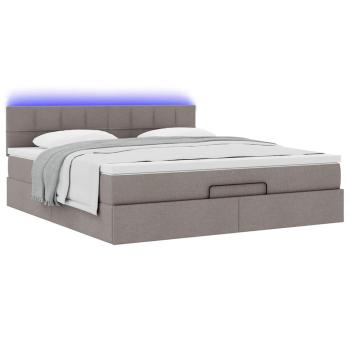 Ottoman-Bett mit Matratze & LEDs Taupe 180x200 cm Stoff
