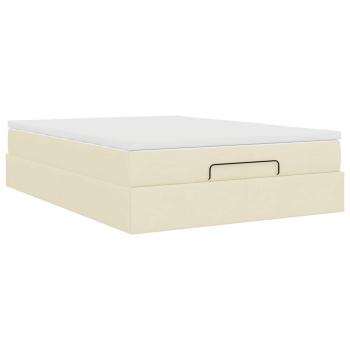 Ottoman-Bett mit Matratze Creme 140x190 cm Stoff
