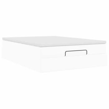 Ottoman-Bett mit Matratze Weiß 140x190 cm Kunstleder