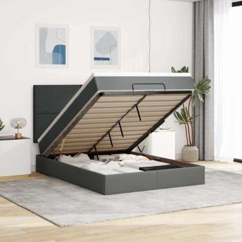 ARDEBO.de - Ottoman-Bett mit Matratze Dunkelgrau 140x190 cm Stoff