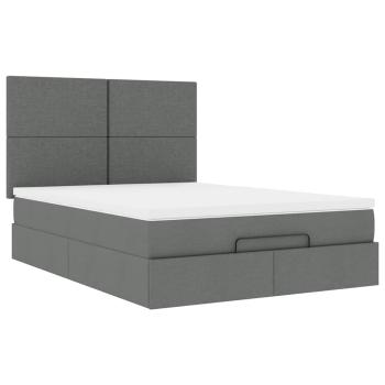 Ottoman-Bett mit Matratze Dunkelgrau 140x190 cm Stoff