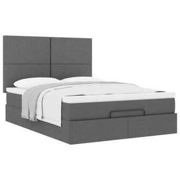 Ottoman-Bett mit Matratze Dunkelgrau 140x190 cm Stoff