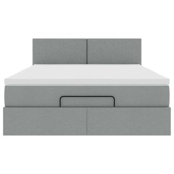 Ottoman-Bett mit Matratze Hellgrau 140x190 cm Stoff