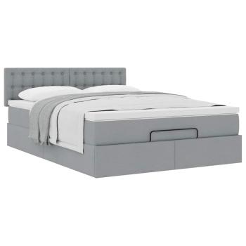 Ottoman-Bett mit Matratze Hellgrau 140x190 cm Stoff