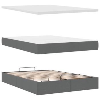 Ottoman-Bett mit Matratze Dunkelgrau 140x190 cm Stoff