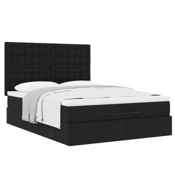 Ottoman-Bett mit Matratze Schwarz 140x190 cm Stoff