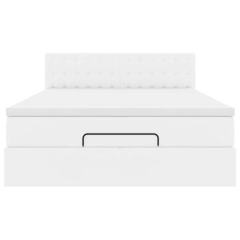 Ottoman-Bett mit Matratze Weiß 140x190 cm Kunstleder