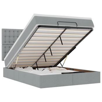Ottoman-Bett mit Matratze Hellgrau 140x190 cm Stoff