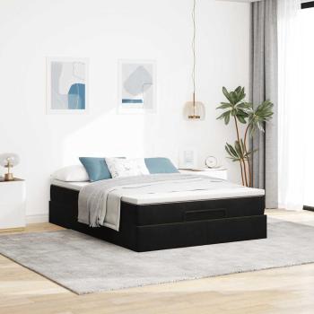 Ottoman-Bett mit Matratze Schwarz 140x190 cm Samt