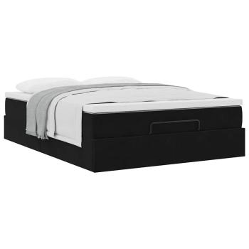 Ottoman-Bett mit Matratze Schwarz 140x190 cm Samt
