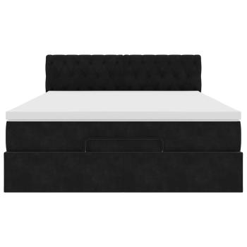 Ottoman-Bett mit Matratze & LEDs Schwarz 140x190 cm Samt