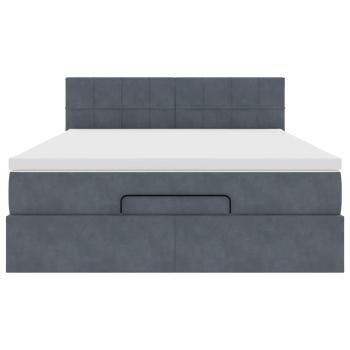 Ottoman-Bett mit Matratze & LEDs Dunkelgrau 140x190 cm Samt