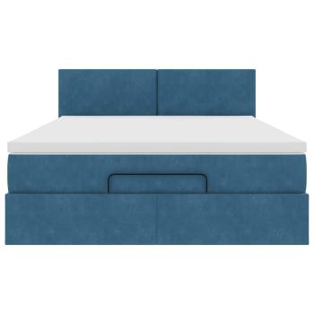 Ottoman-Bett mit Matratze & LEDs Dunkelblau 140x190 cm Samt