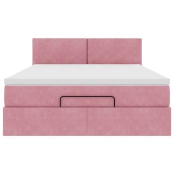 Ottoman-Bett mit Matratze Rosa 140x190 cm Samt