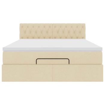 Ottoman-Bett mit Matratze & LEDs Creme 140x190 cm Stoff