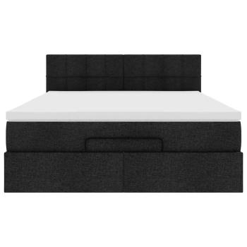 Ottoman-Bett mit Matratze & LEDs Schwarz 140x190 cm Stoff