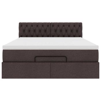 Ottoman-Bett mit Matratze & LEDs Dunkelbraun 140x190 cm Stoff