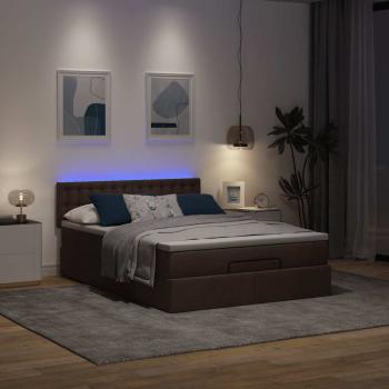 Ottoman-Bett mit Matratze & LEDs Dunkelbraun 140x190 cm Stoff