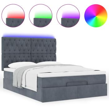Ottoman-Bett mit Matratzen & LEDs Dunkelgrau 140x190 cm Samt