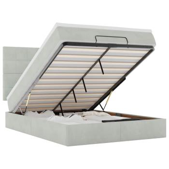 Ottoman-Bett mit Matratzen & LEDs Hellgrau 140x200 cm Samt