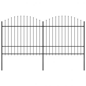 ARDEBO.de - Gartenzaun mit Speerspitzen Stahl (1,5 - 1,75) x 3,4 m Schwarz