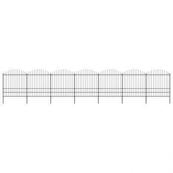 ARDEBO.de - Gartenzaun mit Speerspitzen Stahl (1,57 - 2) x 11,9 m Schwarz