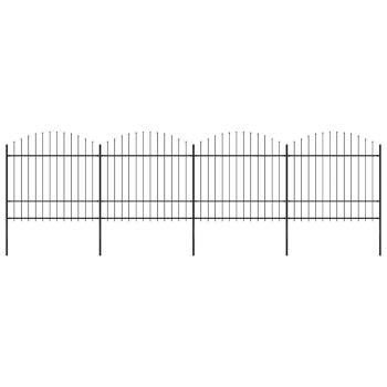 Gartenzaun mit Speerspitzen Stahl (1,5 - 1,75) x 6,8 m Schwarz