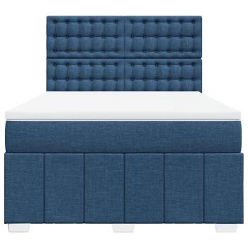 ARDEBO.de - Boxspringbett mit Matratze Blau 140x190 cm Stoff