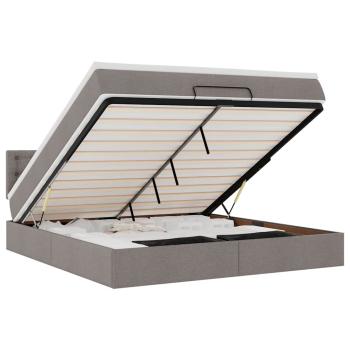 Ottoman-Bett mit Matratze & LEDs Taupe 180x200 cm Stoff