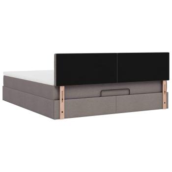 Ottoman-Bett mit Matratze & LEDs Taupe 180x200 cm Stoff