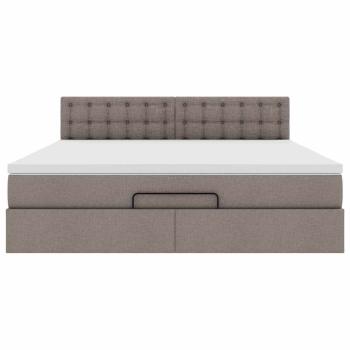 Ottoman-Bett mit Matratze & LEDs Taupe 180x200 cm Stoff