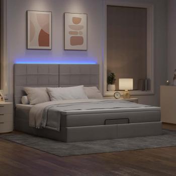 Ottoman-Bett mit Matratze & LEDs Taupe 180x200 cm Stoff