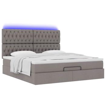 Ottoman-Bett mit Matratze & LEDs Taupe 180x200 cm Stoff