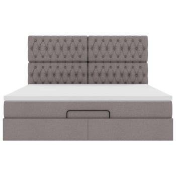 Ottoman-Bett mit Matratze & LEDs Taupe 180x200 cm Stoff