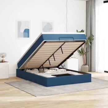 ARDEBO.de - Ottoman-Bett mit Matratze Blau 140x190 cm Stoff
