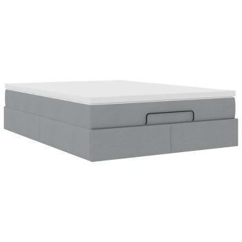 Ottoman-Bett mit Matratze Hellgrau 140x190 cm Stoff
