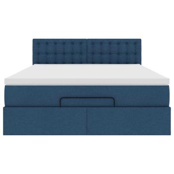 Ottoman-Bett mit Matratze Blau 140x190 cm Stoff