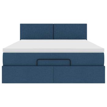 Ottoman-Bett mit Matratze Blau 140x190 cm Stoff