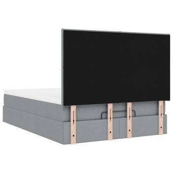 Ottoman-Bett mit Matratze & LEDs Hellgrau 140x190 cm Stoff