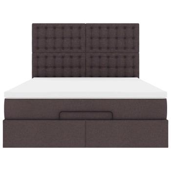 Ottoman-Bett mit Matratze & LEDs Dunkelbraun 140x190 cm Stoff