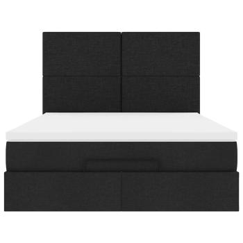 Ottoman-Bett mit Matratze & LEDs Schwarz 140x190 cm Stoff