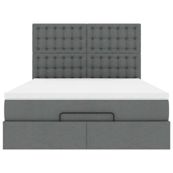 Ottoman-Bett mit Matratze & LEDs Dunkelgrau 140x190 cm Stoff