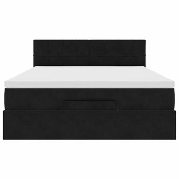 Ottoman-Bett mit Matratze & LEDs Schwarz 140x190 cm Samt