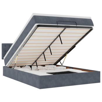 Ottoman-Bett mit Matratze & LEDs Dunkelgrau 140x190 cm Samt