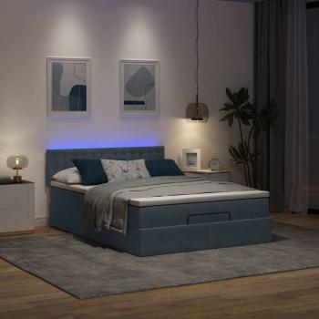 Ottoman-Bett mit Matratze & LEDs Dunkelgrau 140x190 cm Samt