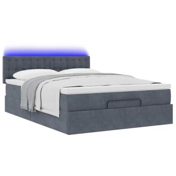 Ottoman-Bett mit Matratze & LEDs Dunkelgrau 140x190 cm Samt