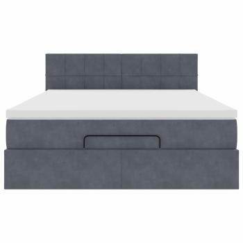 Ottoman-Bett mit Matratze Dunkelgrau 140x190 cm Samt